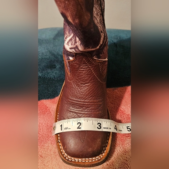 💙Old West Brown Leather Camo Square Toe Cowboy Boots  Sz. 9 Style BSC1816💛 - Picture 10 of 13